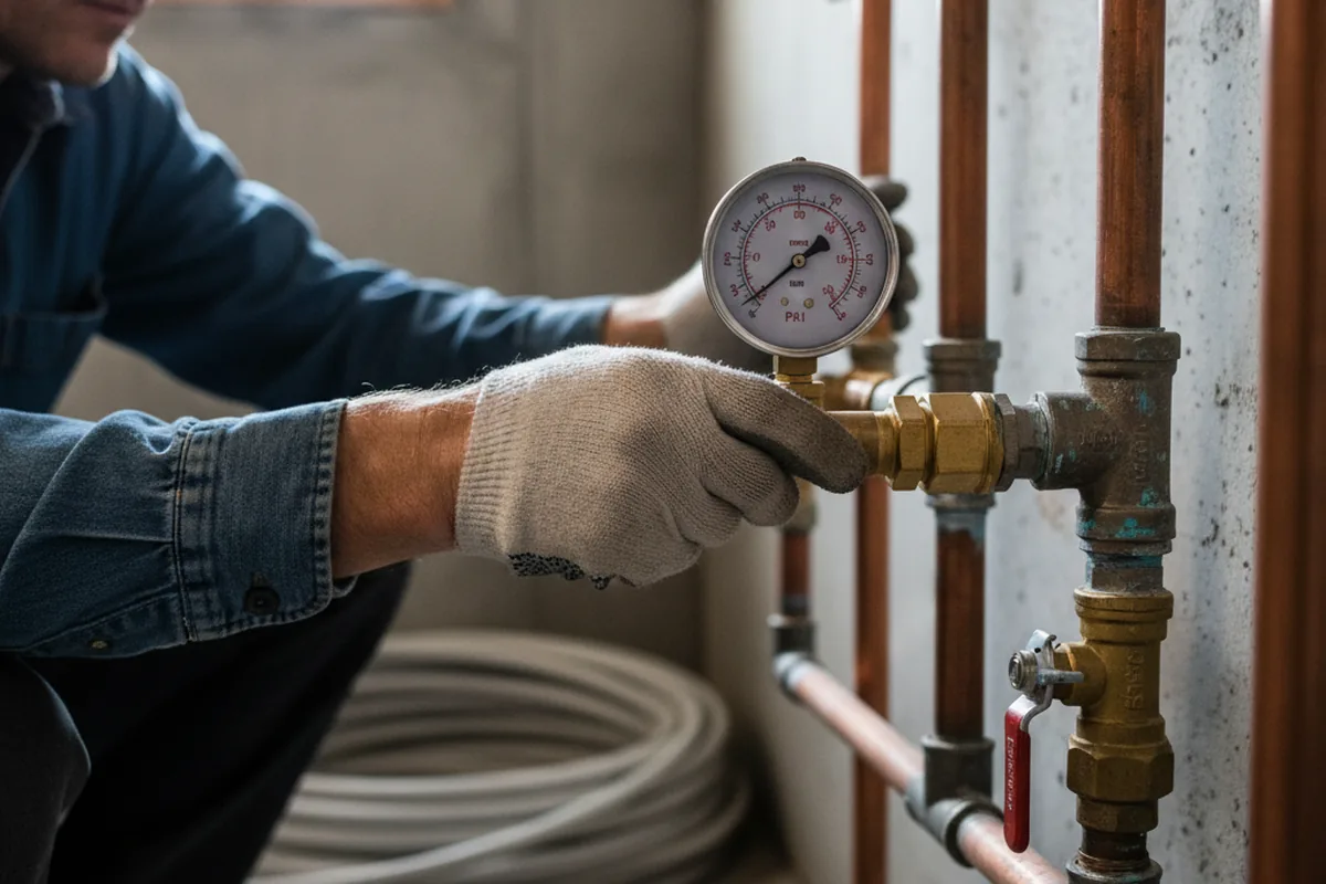 Pressure testing a repaired line during Water Line Repair in Riegelsville